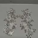 Handmade Shining Rhinestones lace Applique Patches Sewing Beads Sequins Stone Trim Accessories for Wedding Dress 1 Pair/Bag 11X4.3inches (Silver)