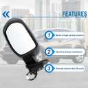 Left Driver Side Mirror Compatible With 2016 2017 2018 2019 2020 2021 2022 Honda HRV HR-V With Power Glass Manual Folding Black Replace#76258T7WA72(3Pins)
