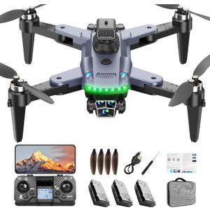 GPS Drone with 4K Camera for Adults, S166 Drone Under 249g 5GHz Transmission 3 Batteries, 90 Adjustable Lens, Auto Return, Follow Me, Brushless Motor Drones for Adults and Beginners (Black)