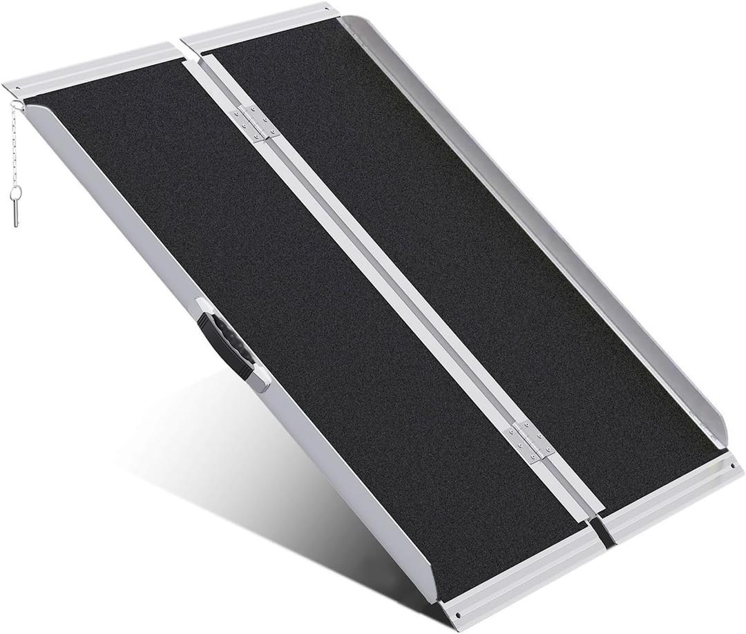 Portable Wheelchair Ramp 3FT,No-Slip Aluminum Folding Handicap Ramp 800 lbs Load Capacaity,Wheel Chair ramp for Home Steps,Stairs,car (3 FT)