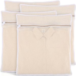 Dntorx 4Pcs Durable Cotton Mesh Laundry Bags for Delicates, 2024inch Large Breathable Laundry Mesh Wash Bags with Sturdy Zipper for Delicates, Clothes, Pants, Underwear, Bra, Socks (XL)