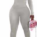 CLOCOR Womens 2 Piece Outfits Sweatsuits - Tracksuit Set Long Sleeve Crop Top & Drawstring Wide Leg Pants with Pockets (X-Large, Grey-913)