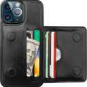 KIHUWEY Compatible with iPhone 13 Pro Max Wallet Case Credit Card Holder, Premium Leather Kickstand Durable Shockproof Protective Cover for iPhone 13 Pro Max 6.7 Inch(Black)