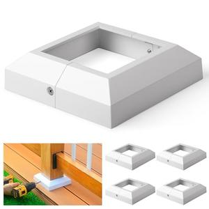 Wocepu 4 pcs 4x4 (Actual: 3.5"x3.5") Aluminum Deck Post Base Cover, for Deck railings, Stairs, Patios, Porches Split Deck Post Skirt (White)