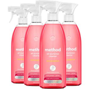Method All-Purpose Cleaner Spray, Pink Grapefruit, Perfect for Most Counters, Tiles and More, 28 Fl Oz, (Pack of 4)