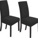NORTHERN BROTHERS Chair Covers 2 Packs, Dining Chair Slipcovers, Black Parson Chair Covers, Washable Removable for Kitchen, Hotel, Restaurant, Black
