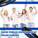 Hiboom 100 Pcs Colon Cancer Awareness Silicone Bracelets Blue Awareness Ribbon Rubber Wristbands Inspirational Colon Cancer Gifts for Women Men Social Charity Event
