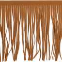 uxcell 2 Yards 6 Inch PU Leather Suede Fringe Trim Double Side Leather Sewing Tassel Fringe for DIY Sewing Dress Craft Skirt Decoration, Brown