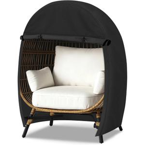 Porch Shield Patio Egg Chair Cover - 600D Waterproof and UV Resistant Wicker Outdoor Basket Chair Cover 42W x 36D x 56H inches, Black