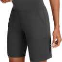 Womens Bermuda Shorts for Women with Zipper Pocket Womens High Waisted Long Shorts for Running Workout Athletic (Medium, Dark Gray)