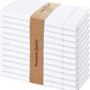 Urban Villa Cloth Napkins White Hemstitch Dinner Napkins Set of 12 (20X20) 100% Cotton Absorbent Washable Durable Reusable Ideal for Hotel Collection Christmas Parties Restaurant Lunch Dinner Napkins