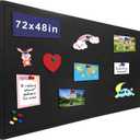 Large Bulletin Board - 72 X 48 inches Cork Board with 30 Pushpin, 6' x 4' Felt Cork Board Notice Pin Board, Self-Adhesive Vision Board Mood Board Foldable Photo Board for Wall (Black)