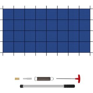 Inground Pool Safety Covers, Fits 16x32ft Rectangular Winter Pool Cover for Swimming Pools, High Strength Mesh PP with Triple Stitching, Included Installation Tools (Blue, Fits 16x32ft Pools)