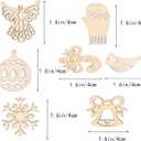 SUPVOX Christmas Tree Decorations: 50pcs Unfinished Wooden Christmas Ornaments - DIY Paintable Xmas Tree Hanging Decor for Holiday Home Decor, Crafts (Mixed Pattern)