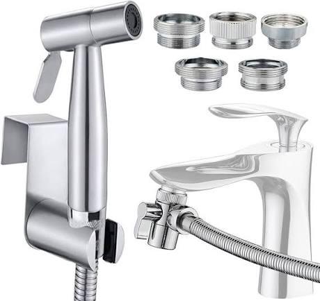 Sink Sprayer Hose Attachment for Faucet, Faucet Head Replacement with 5 Adapters, 59" Hose and Holder  for Feminine Hygiene, Baby Diaper Cleaning & Pet Bathing