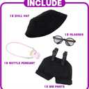 4-Piece 17cm Doll Clothes Set Clothes for Dolls Black Overalls, Fisherman Hat, Glasses & Pendant  17cm Doll Overalls Accessories Only