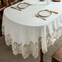 ARTABLE Lace Rectangular Tablecloths with Exquisite Macrame Border Clear Embroidered Kitchen Holidays Fabric Tablecloth (Beige, 60 x 104 Inch Oval)