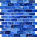 Glass Backsplash Linear Mosaic Wall Tiles, 5-Sheet Glass Tiles for Kitchen Bathroom Swimming Pool Shower Tiles (Dark Blue, 4.8 SQ.FT)