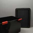 IRIS USA WeatherPro 74 Qt Storage Bins with Lids, 4 Pack, BPA-Free Plastic Gasket Box with Tight Latch and Seal, Stackable Nestable Tote Tub - Black/Red