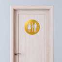 Men and Women Bathroom Sign 7.87 x 7.87 Inch Metal Unisex Restroom Door Signs Decor for Office Businesses Restaurant Home Bathroom Wall Decor Adhesive Backed (Gold)