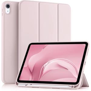 Akkerds Compatible with iPad (A16) 11th Generation Case 11 Inch 2025, for iPad 10th Generation Case 10.9 Inch 2022 with Pencil Holder, Slim Trifold Stand Protective Cover with Soft TPU Back, Pink