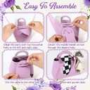 Abbylike 18 Pcs PU Leather Purse Gift Bags with Handles Ribbon Wedding Purse Party Favor Candy Boxes Treat Goodie Bag for Birthday Bridal Baby Showers Party (Purple)