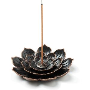 Incense Burner, Incense Holder for Sticks, Brass Lotus Incense Stick Holder and Detachable Ash Catcher