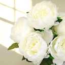 2 x Peonies Artificial Flowers, 17 Inch Fake Silk Peonies Flowers Bouquet with Stems for Vase Arrangements, Wedding Centerpiece Party Home Decor (White)