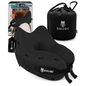 SNUGL Travel Pillow  Neck Pillow Airplane, Travel Pillows for Airplanes, Neck Pillows Memory Foam  Road Trip Essentials for Adults  Traveling Essentials - Gifts for Travelers Men & Women (Dark Red)