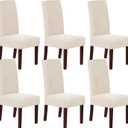 H.VERSAILTEX Stretch Dining Chair Covers Set of 6 Chair Covers for Dining Room Parsons Chair Slipcover Chair Protectors Covers Dining, Feature Textured Checked Jacquard Fabric, Natural