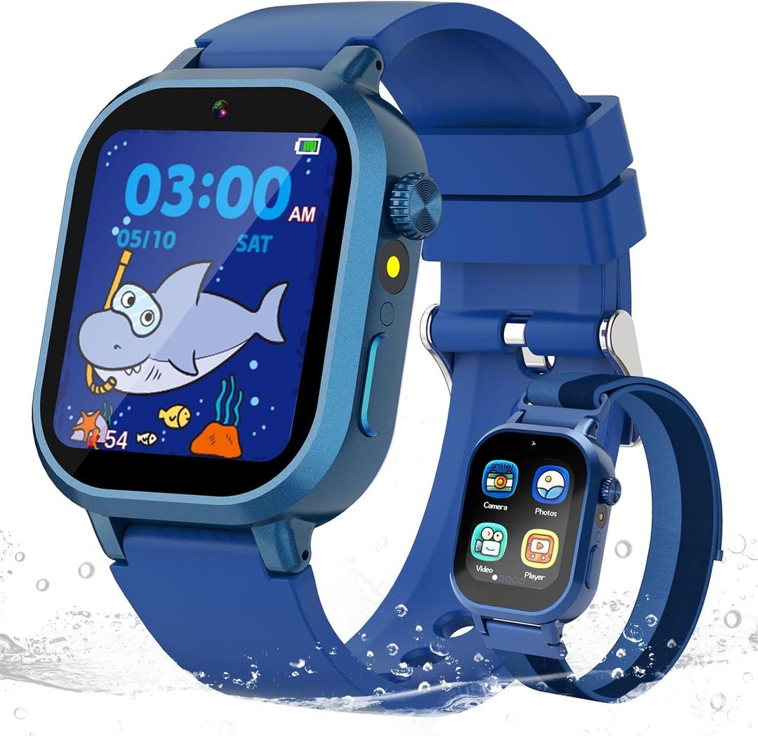 Wiszodet Kids Waterproof Smart Watch Boys Gift Age 312 with 39 Game HD Touch Screen Music Player Video Camera Pedometer Alarm Clock Birthday Gift for 6 7 8 9 Year Olds Blue