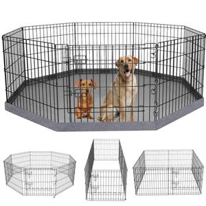 PETIME Foldable Metal Dog Exercise Pen/ Pet Puppy Playpen Kennels Yard Fence Indoor/ Outdoor 8 Panel 24" W x 24" H with Bottom Pad (with Bottom pad, 8 Panels 24" H)