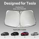 300T Sunshade for Tesla Model Y Model 3, Car Accessories 2026 for Tesla, Front Window Sunshade with Organizer Bag, Gifts for Tesla Owners