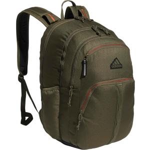 adidas Prime Backpack for Work, Travel Bag for Women and Men with Padded Compartment for Laptop (One Size, Olive Strata Green/Impact Orange/2)