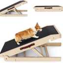 32" Dog Ramp for Couch & Low Bed – Extra Wide 16” Non-Slip Surface, High Load 200 lbs, Ultra-Stable Structure with 4" Flat Platform, Adjustable Slope Pet Ramp for Small Senior Dogs Dachshund Corgi