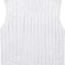 Locachy Women's Vintage Loose V Neck Sleeveless Cable Knit Preppy Style Pullover Sweater Vest White, Size Small