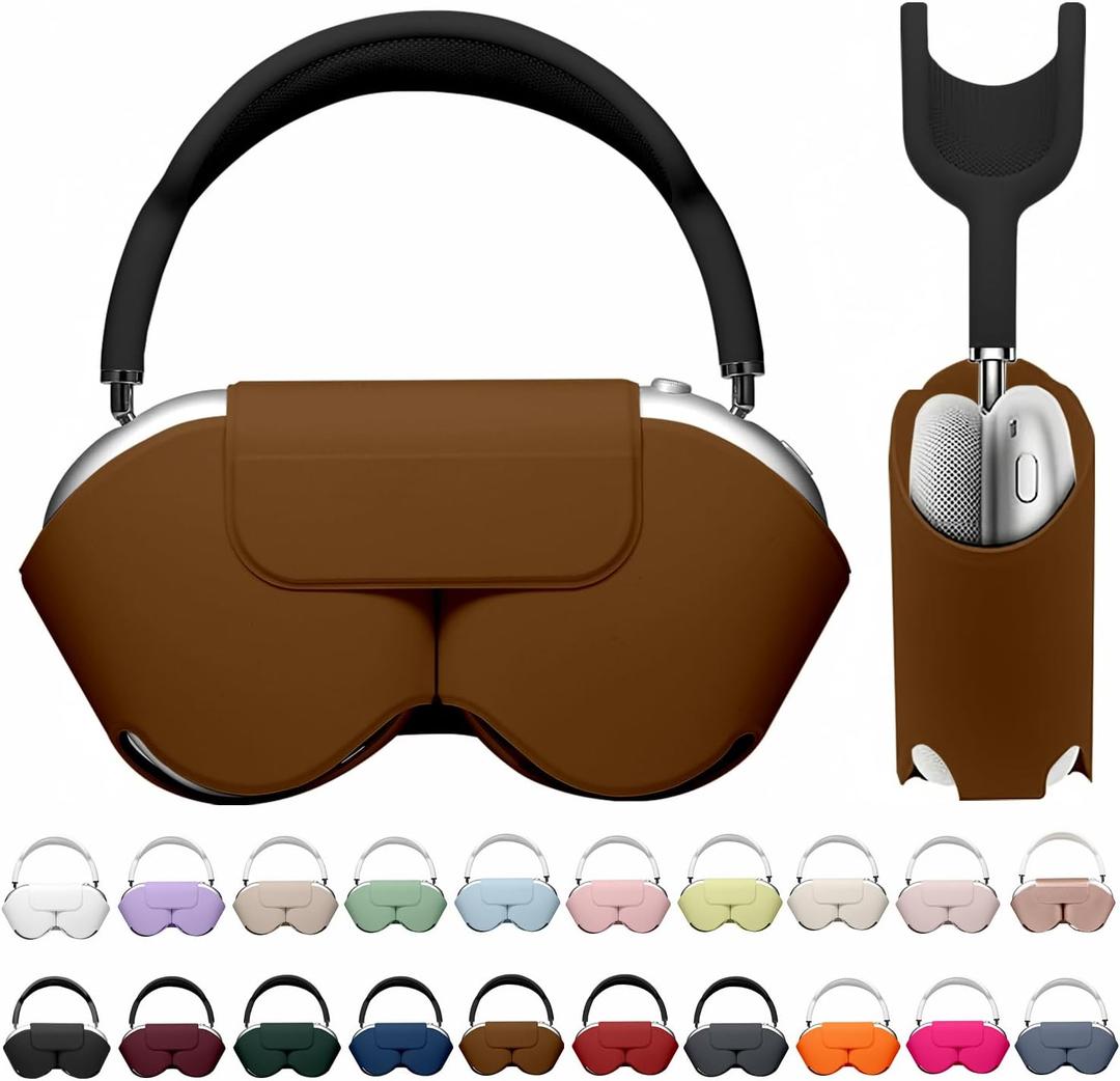 Maxjoy for Apple Airpods Max Smart Case Cover, Soft PU Leather Protective Case Accessories, Brown