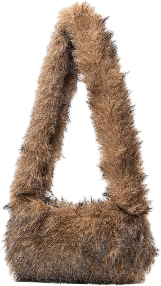 Floerns Women's Cute Fuzzy Shoulder Bag Furry Purse Handbag for Autumn and Winter