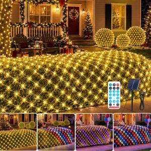 Solar Christmas String Lights Outdoor, 6FT x 4FT 128LED Christmas Net Light