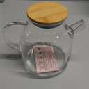 Glass Teapot 50.7oz/1500ml, Stovetop & Microwave Safe Borosilicate Tea Pot,Clear Teapot with Strainer, Glass Tea Kettle with Wooden Lid for Loose LeafFruit Tea and Fragrant Tea