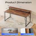 PRAISUN 48 inch Gaming Desk, LED & Outlets, Monitor Stand, Rustic Brown