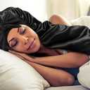 1pcs Long Satin Bonnets with Tie Band, Large Braid Bonnet Silky Hair Cap for Locs Women Sleeping, J (J - Black)