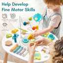 Giant bean Wooden Activity Table for 1 Year Old, 11-in-1 Montessori Learning Table with Bead Maze, Shape Sorter, Fishing, Storage Bag & More Sensory Development Toy for Toddlers, 1st Birthday Gift