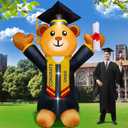 8FT Tall Graduation Blow Up Inflatable Teddy Bear Graduation Decorations, Graduation Inflatable Bear Built-in 4 Bright LED Lights for Graduation Inflatables Outdoor Decorations