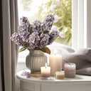 Ttranewsoo Fake Flowers Hydrangea Silk Flowers with Stems, Fake Grayish Hydrangea Artificial Flowers Winter Flowers Artificial for Decoration Vase Decor 24"Grayish Purple 8PCS Wthout Vase