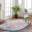 Livabliss Odelia Vintage Bohemian Area Rug,6'7" x 9' Oval,Orange/Navy