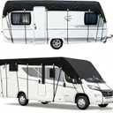 600D Heavy-Duty Wide Width RV Roof Cover — Featuring Reflective Strips,Camper roof Cover, Waterproof UV Resistant, Travel Trailers, Class C/B/A Motorhomes, Popup & Truck Campers,RVs, Black 9.5m*3.3m