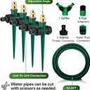 Joyhalo 4 Pack Flexible Sprinkler System with Spike Base, Above Ground Sprinkler System kit, Multi-Adjustable Irrigation Sprinkler Set for Yard, Lawn, 32.5FT Garden Hose Included