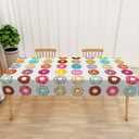 Veewon Donut Table Cloth Donut Party Rectangular Tablecloth Picnic Table Cover for Dining Room Kitchen Decoration, 42.52"L x 70.87"W