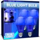 UNILAMP LED Blue Light Bulbs, E26 LED Bulb Blue Lights for Christmas, 9W Equivalent 60W, Blue Colored Light Bulbs for Outdoor Porch, Party Decoration, Holiday Home Lighting, Halloween, 4 Pack